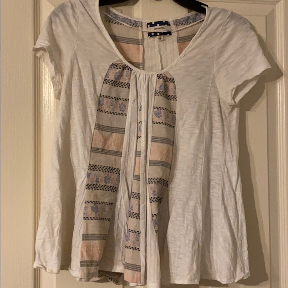 pastel and white shirt